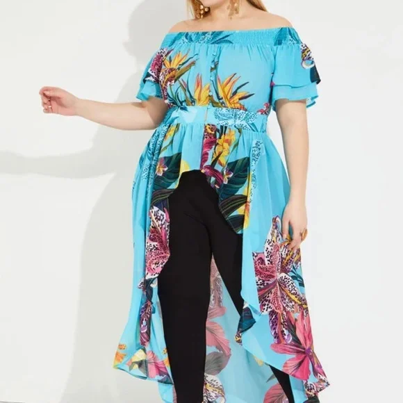 Ashley Stewart Off Shoulder Duster Top Size 18/20 - Picture 1 of 5